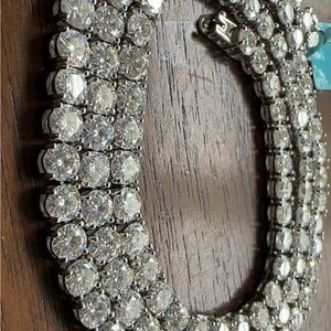 Elegant Silver Moissanite Necklace 5 mm 24 inch